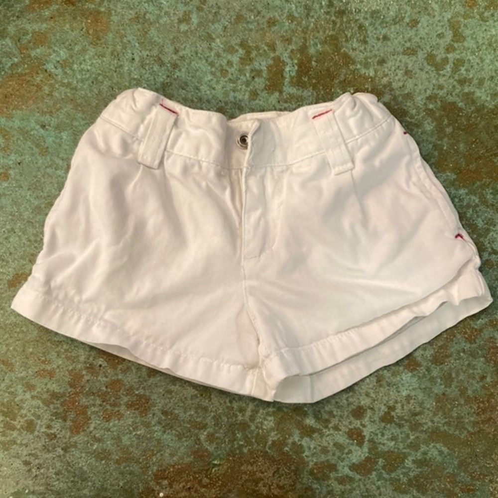 White Shorts with Red Stitching